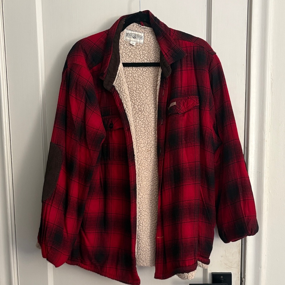 Field & Stream Red Plaid Zip Up Sweater